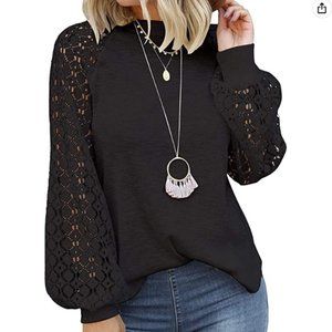 Black Long Lace Sleeve Shirt